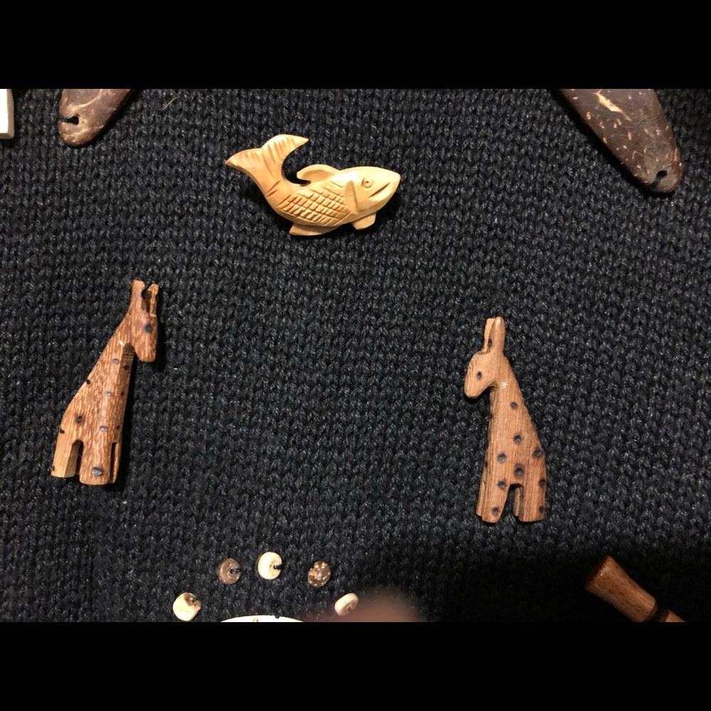 Unknown Black African Wooden Charm Sweater